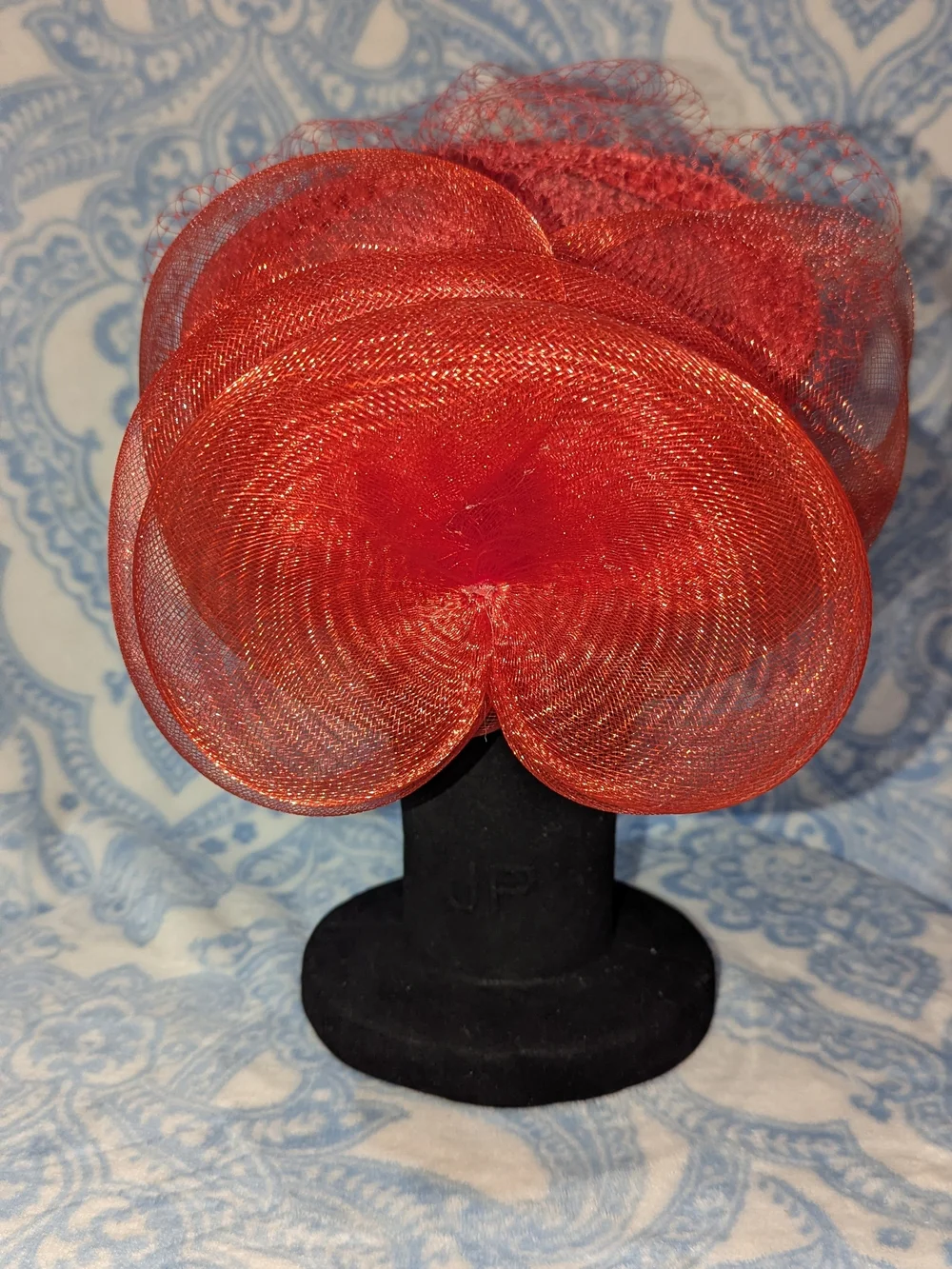 Red Women's Fascinator Hat with Veil